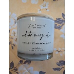 Scentsational White Magnolia 26oz Candle - 3-Wick Coconut/Beeswax -‎ Used